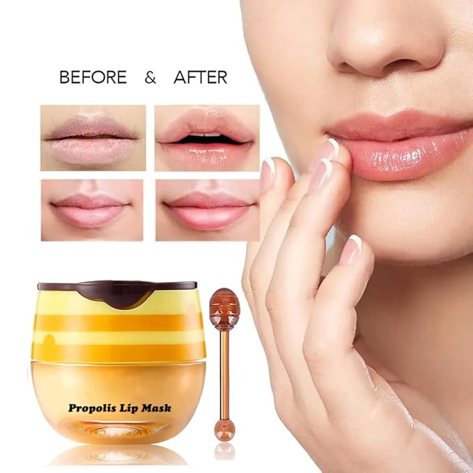 3Pcs Lip Balm Honey Pot, Lip Mask Overnight Lip Balm Hydrating Prevention Dry and Crack Lip Scrubs Exfoliator Lip Wrinkle Care, Beeswax with Vitamin E (3Pcs Honey&Strawberry&Watermelon)