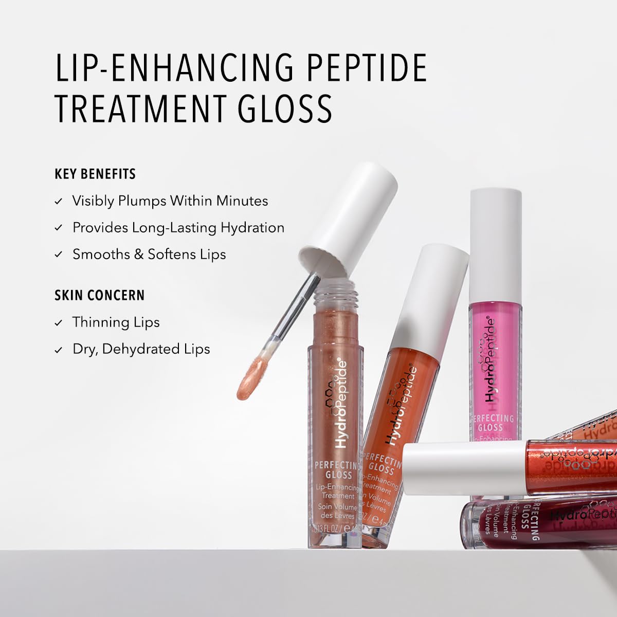 HydroPeptide Perfecting Gloss, Lip Plumping Gloss & Hydrating Treatment, Volumizing Collagen-Boosting Enhancer with Hyaluronic Acid & Peptides, Sun-Kissed Bronze, 0.13 Ounce