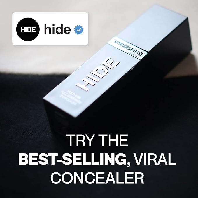 HIDE Liquid Concealer, Medium to Full Coverage Concealer for Blemishes, Under Eye Dark Circles & Scars, Oil Free Concealer, Champagne (See Shade Finder), 0.5 fl oz