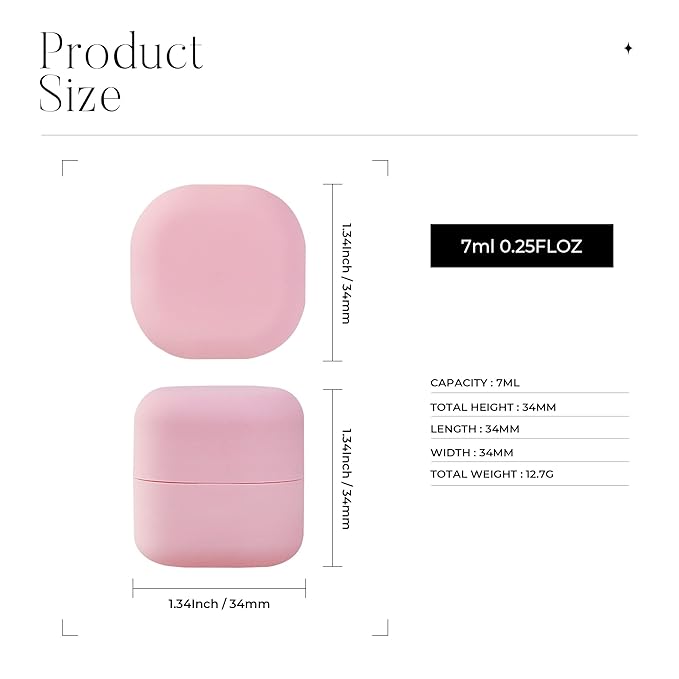 0.25 oz（7g） Empty Lip Balm Square Containers Tubes Lipstick 12 Pieces for Make Natural Lip Balm Lip Care - DIY & BPA FREE (Pink)