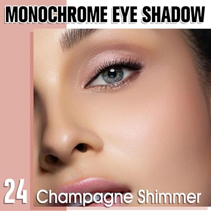 Champagne Shimmer Single Eyeshadow Makeup, Neutral Powde Eye Shadow for Women, Rose Gold Beige Glitter Singles Eyeshadow Palette Pigmented Waterproof, sombras para ojos,Girls Eyeshadows Gift
