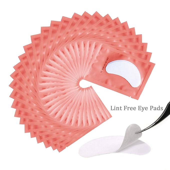 55 Pairs Set, Under Eye Hydrogel Pads, Professional Lint Free Eye Mask Eyelash Extension Gel Patches Kit for Adhesive Lash Beauty Tool (Pink)