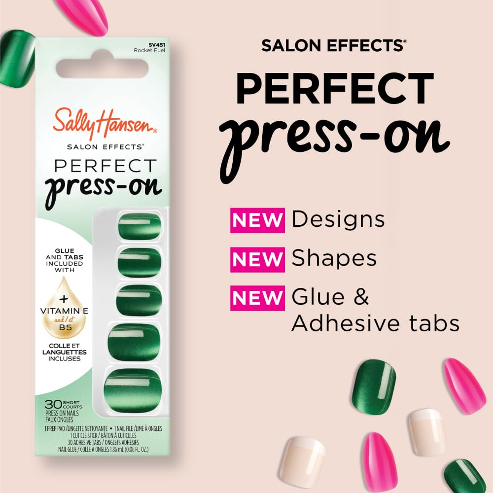 Sally Hansen Instant Cuticle Remover and Salon Effects Press-On Nails Kit with Aloe and Chamomile, 30 Designs