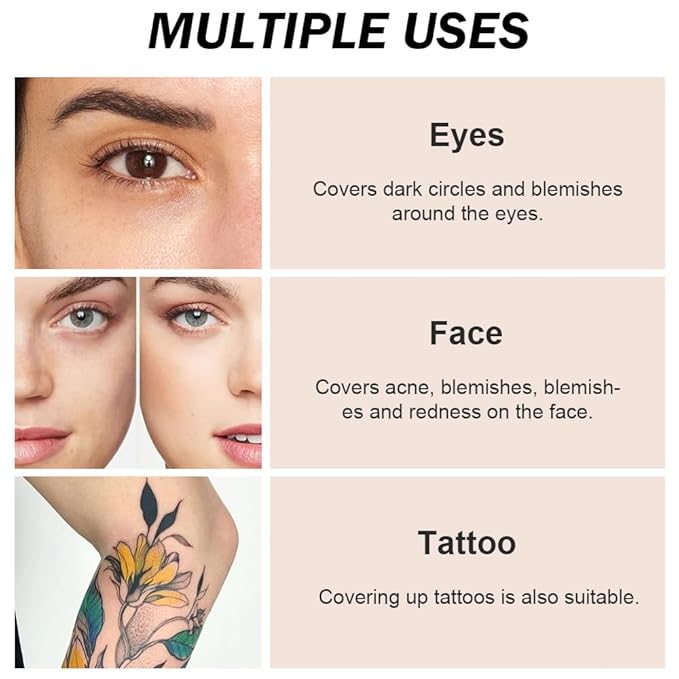Pot Concealer with Makeup Brush Set,Tattoo Color Correcting Concealer,Full Face Color Correcting Conceal Foundation,Under Eye Concealer Brightener Dark Eye Ring corrector de ojeras (05-MEDIUM HONEY)