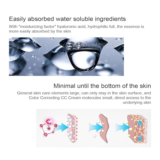 Color Correcting CC Cream with Centella Asiatica, Full-Coverage Foundation, Color Correcting Cream with SPF 25, Even Skin Tone, Hydrating Cream (light color, Large)