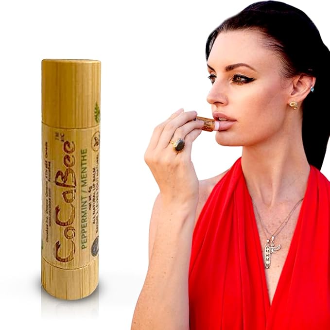 Chapstick Lip Balm Lip Moisturizer For Dry & Chapped Lips 100% Organic Lip Balm For Soft And Shiny Lips Cute And Portable Lip Care Balm for Kids and Women's With Bamboo Packaging (Peppermint)