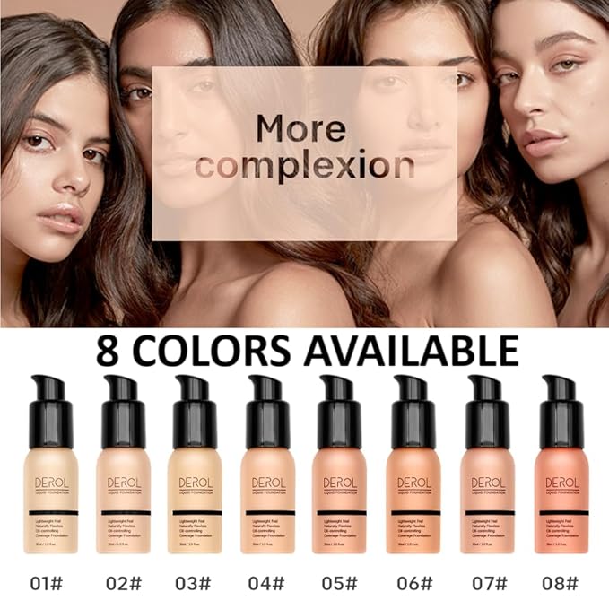 Foundation Full Coverage Liquid Foundation Cream - Lightweight Concealer - Suitable for All Skin Types (cappuccino 05)