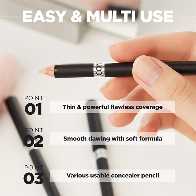 THESAEM Cover Perfection Concealer Pencil – Non Comedogenic spot Eraser - Conceal Blemish,Aging Spot,Acne&Freckle – Multi-Use Under Eye Concealer for Dark Circle,1.4g (Contour Beige)