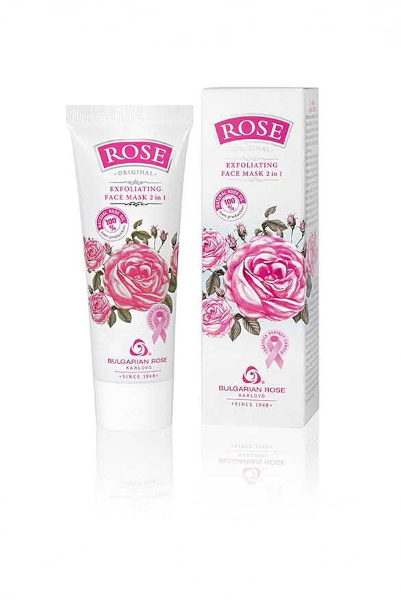 Bulgarian Rose Moisturizing Daily Regimen 5 Piece Gift Set - Rose Day Cream, Rose Night Cream, Exfoliating Face Mask, Rose Soap, Rose Soap Sponge