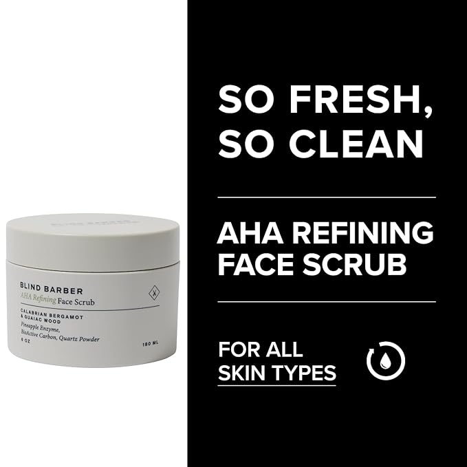 Blind Barber Regimen Skin Care Set - Face Scrub, Under Eye Cream, Supercharged Face Toner, Rice Bran Facial Cleanser & Hydrating Balm - 5 Mens Skin Care Products for Daily Use - (5 Count)