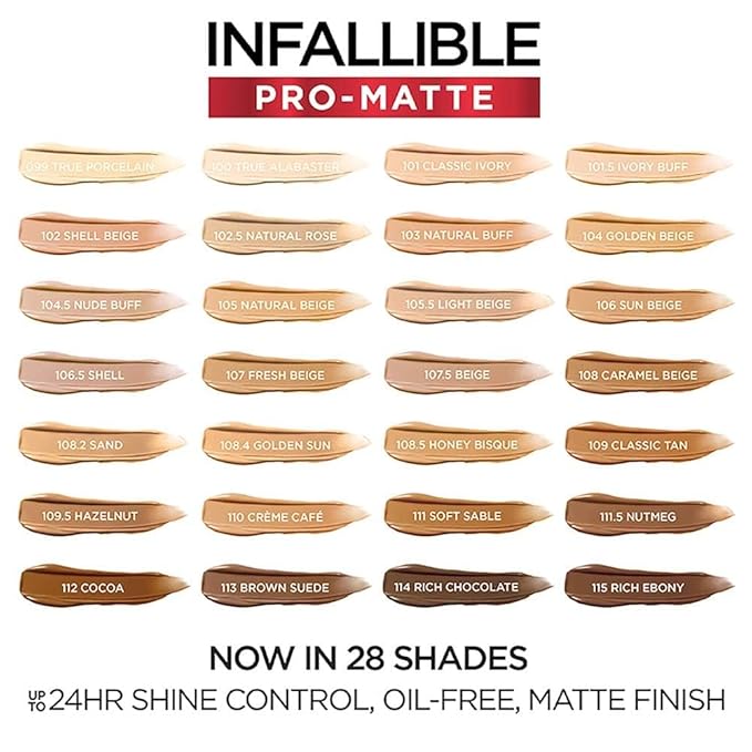 L'Oreal Paris Cosmetics Makeup Infallible Pro-Matte Liquid Longwear Foundation, Caramel Beige, 1 fl oz