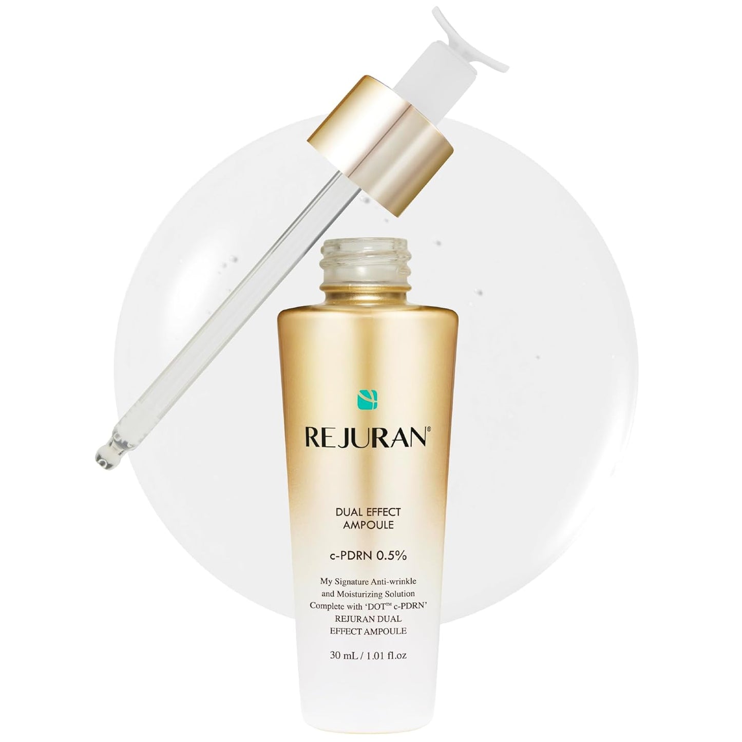 REJURAN® Dual Effect Ampoule, DOT DUAL c-PDRN® - Salmon DNA Face Serum for Deep Rejuvenation, Wrinkle Care, Firming, Skin Elasticity with Visible Anti-Aging Results. Korean Skincare (1.01 fl oz)