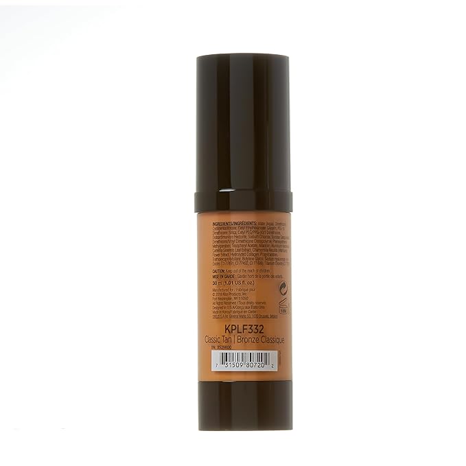 Kiss New York Professional Liquid Foundation - Lightweight and Hydrating Formula, Natural Finish, Control Shine, Cover Pores, Medium to Full Coverage, Green Tea Extract (Classic Tan)
