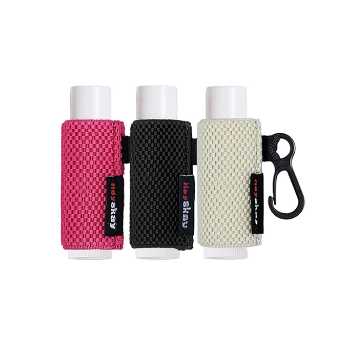 3PCS Lip Balm Holder Sleeves Keychain Lipstick Sleeves Lip Gloss Holder Keychain Chapstick Elastic Sleeves(Black/Rose/Beige)