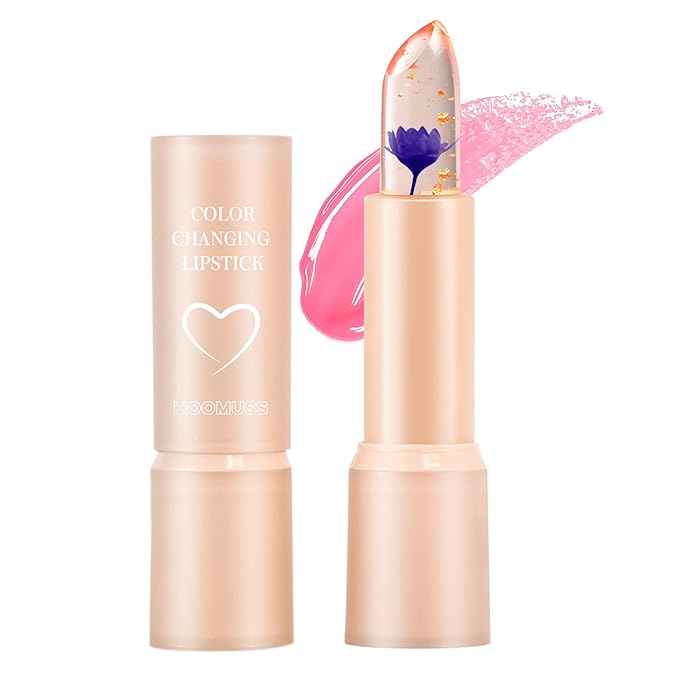 Flower Lip Balm - Color Changing Lipstick Jelly Lip Stain for Perfect Pink Shade, Unique pH Lip Balm for Your Lips, Clean & Vegan Flower Balm (Purple)
