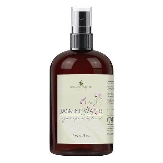 Jasmine Hydrosol Face Mist Calming Spray, Toner, Aromatherapy, Body Mist, Set Makeup, 8oz, Pure Hydrosol Water Jasmine by Organic Pure Oil