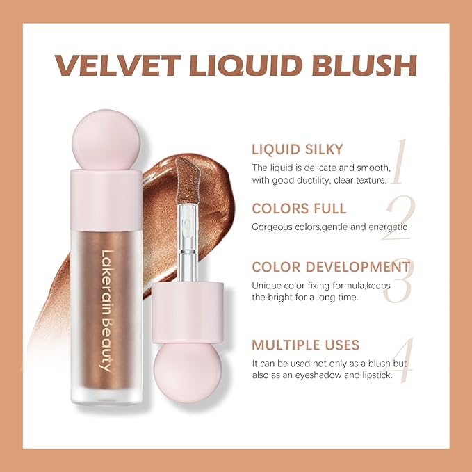Erinde Liquid Highlighter Makeup, Face Highlighter Bronzer Makeup Stick, Natural Glossy Finish, Lightweight Blendable Silky Smooth Cream Face Illuminator Makeup, Cruelty-free, 04# CANDLELIGHT