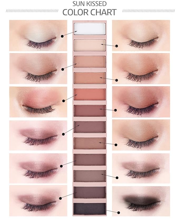 BestLand 12 Colors Makeup Nude Colors Eyeshadow Palette Natural Nude Matte Shimmer Glitter Pigment Eye Shadow Pallete Set Waterproof Smokey Professional Beauty Makeup Kit (Matte Color A)