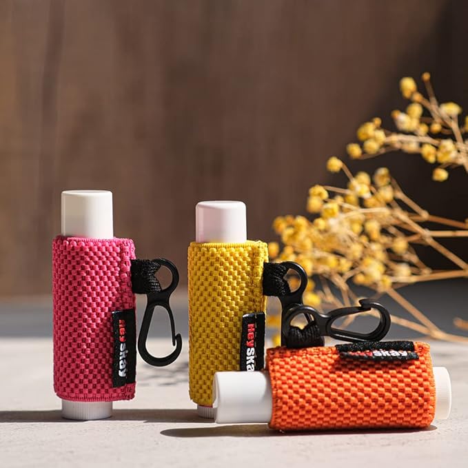 3PCS Lip Balm Holder Sleeves Chapstick Holder Keychain Lipstick Sleeves Lip Gloss Holder Keychain Chapstick Elastic Sleeves