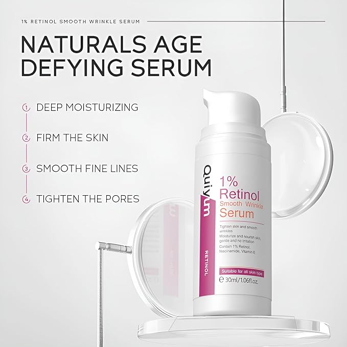 1% Retinol Serum for Face, Facial Serums for Anti Aging with Retinol, Niacinamide & Vitamin E for Fine Lines, Wrinkles & Dark Spots, Daily Skincare to Smooth & Firm Skin, 1.06 fl. oz, Pack of 2