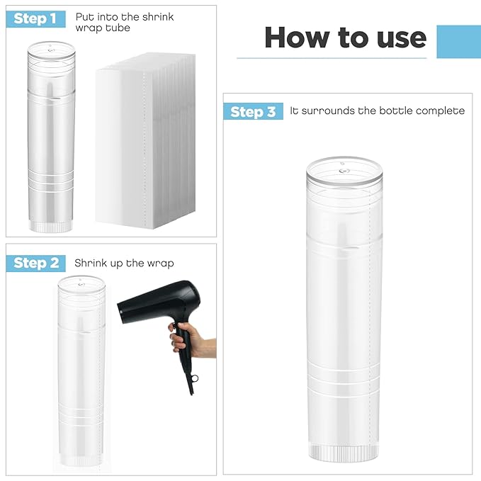 50 Pcs Lip Balm Containers Tubes Empty 3/16 oz Clear Lip Tubes and Shrink Wrap, Lip Gloss Tubes Lip Balm Containers with White Caps Twist Tubes for making Gifts, Travel