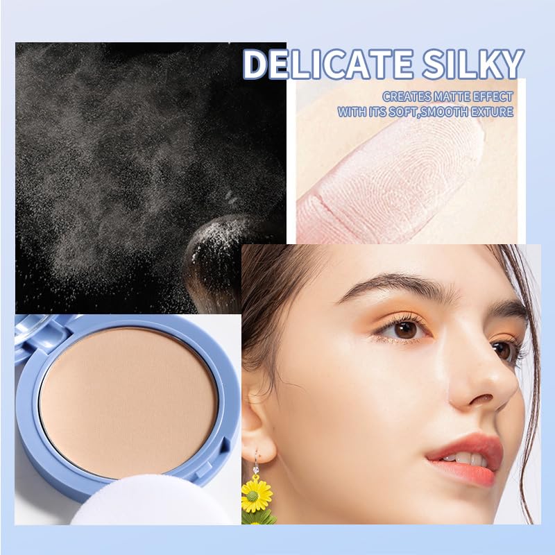 Oil Control Face Pressed Powder, Matte and Smooth Translucent Setting Powder for Women, Waterproof Long Lasting Finishing Powder, Lightweight Cosmetic Powder, Cruelty-free (03# Dark, 0.35Oz)