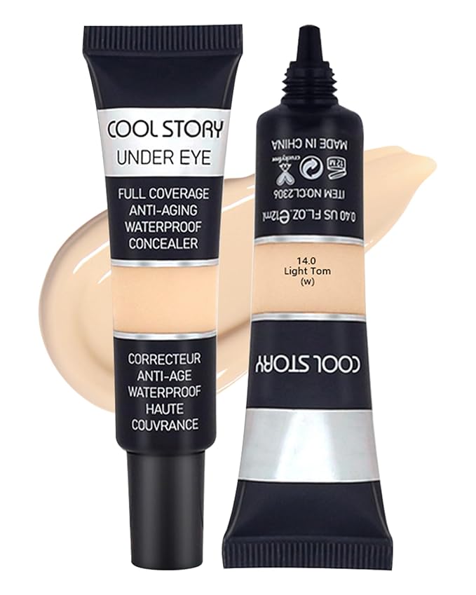 2 PCS Under Eye Concealer Full Coverage, Waterproof Color Correcting Concealer All Day Coverage Dark Circles, Puffiness, Redness, Lightweight Cream Foundation Brightener, Natural Matte Finish, light W