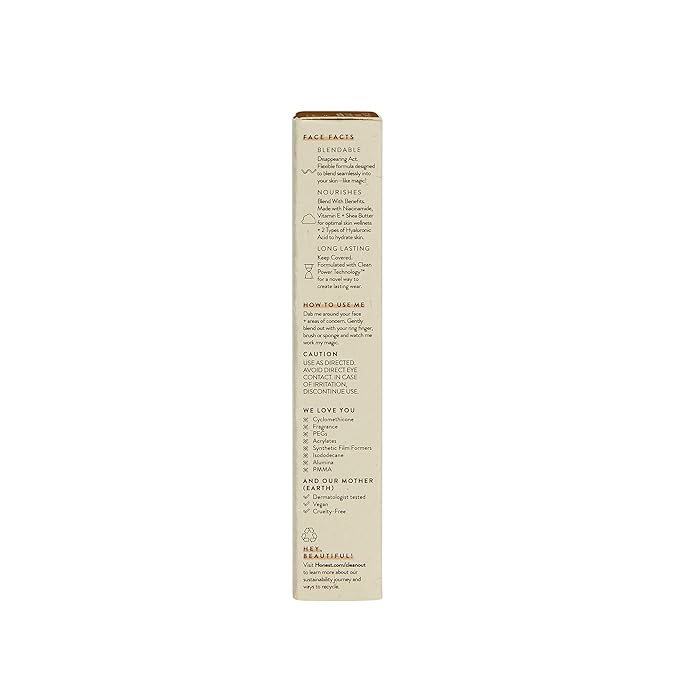 Honest Beauty Fresh Flex Concealer with Niacinamide + Vitamin E + Hyaluronic Acid | Vegan + Cruelty free | Cocoa, 0.17 fl oz