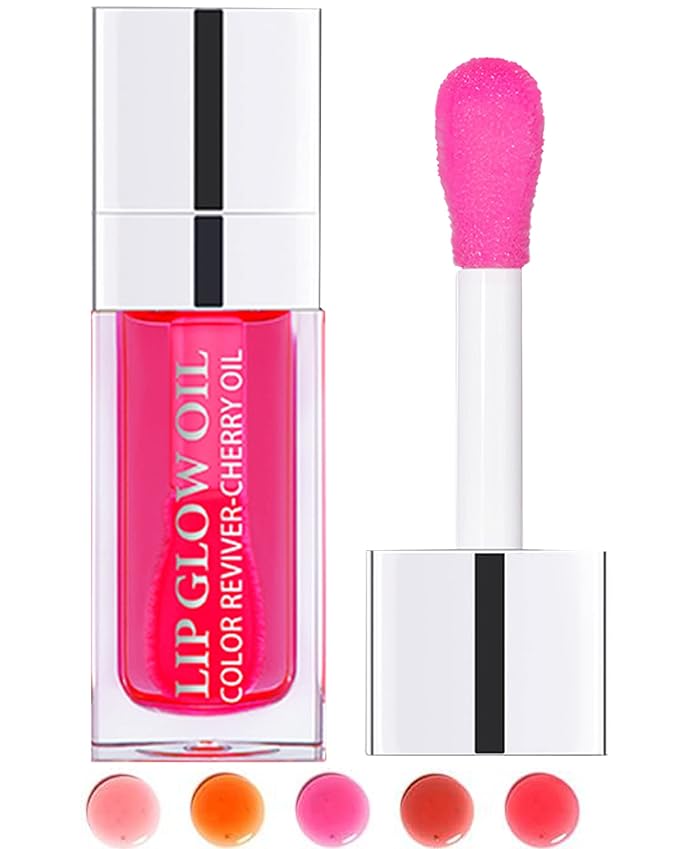 Plumping Lip Glow Oil,Hydrating Tinted Lip Oil Gloss,Transparent Toot Lip Oil Lipgloss,Long Lasting Moisturizing Glow Reviver Lip Care Oil,Glossier Lip Tint Stain Lipstain,Gift for Women(#015 Cherry)
