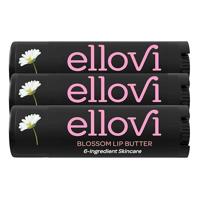 Natural Lip Butter Lip Balm - Blossom - Pure Enough to Eat - Made With Just 6 Vegan Ingredients - Moisturizing Lip Care for All Day Hydration (4-Pack)