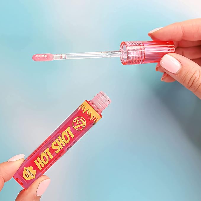 W7 Hot Shot Plumping Oil Bundle - Enhancing & Repairing Plump Effect For Fuller Lips - Clear & Soft, Natural, Everyday Lip Care - 2 Pack
