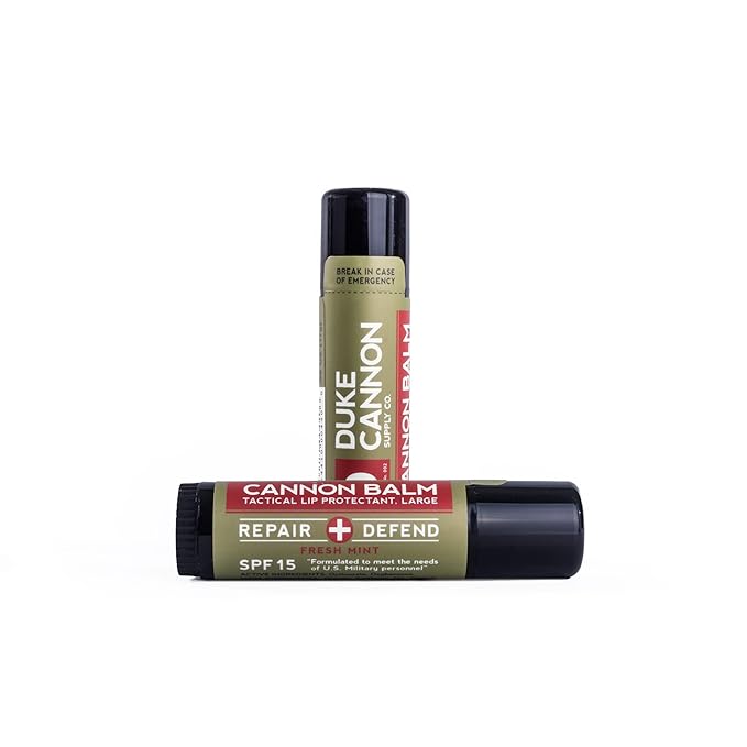 Duke Cannon Supply Co. - Tactical Lip Protectant Balm, Fresh Mint (3 Pack of 0.56 oz) Superior Performance Lip Protection Balm for Hard Working Men - Fresh Mint