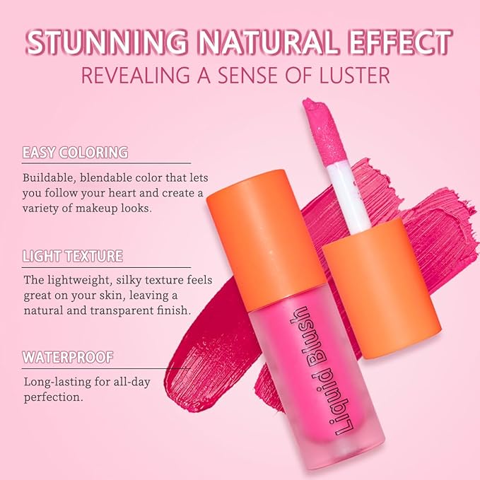 Liquid Blush, Long-lasting & Blendable Liquid Blush for High-Pigment Color, Achieve a Soft, Dewy, Healthy Natural Finish (08-Milky Tea, 0.2 Ounce)