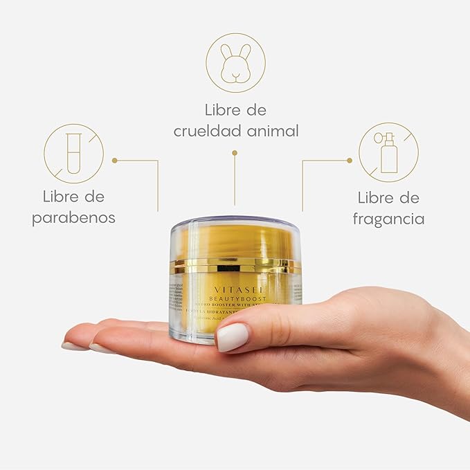 Beautyboost Hydro Booster Anti-Aging Cream W/Hyaluronic Acid, Cotton Stem Cells, Squalane & Niacinamide- 1.7 Fl Oz Gel-Cream Moisturizer for Extra-Dry Skin, Skin Elasticity, Quick-Absorbing