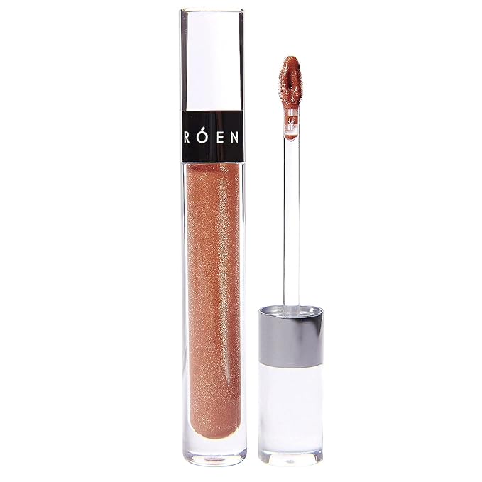 ROEN - Natural Kiss My Liquid Lip Balm Shimmer | Vegan, Cruelty-Free, Clean Makeup (BOWIE - Shimmery Nude-Rose)