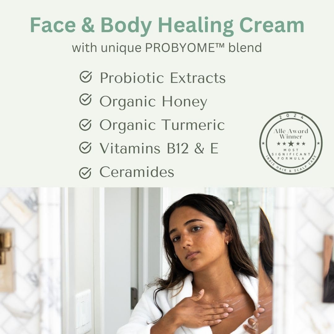 Yobee Body & Face Moisturizing Cream for Dry, Sensitive Skin | Probiotic extracts, Honey, Turmeric, Vitamin B12, Ceramides, Shea Butter | Fragrance Free | For Kids & Adults (6)