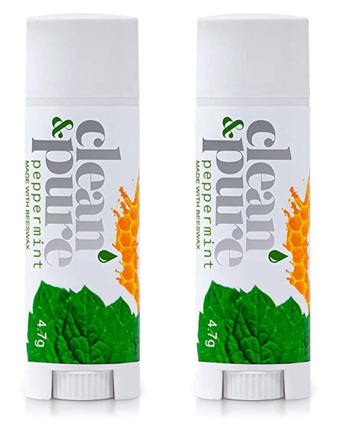 Lip Balm, 2-Pack (Peppermint) | Manuka Honey Beauty Products | Lip Care Set With 100% All Natural Beeswax and Vitamin E Oil | Flavored Lip Balm for Dry, Chapped Lips