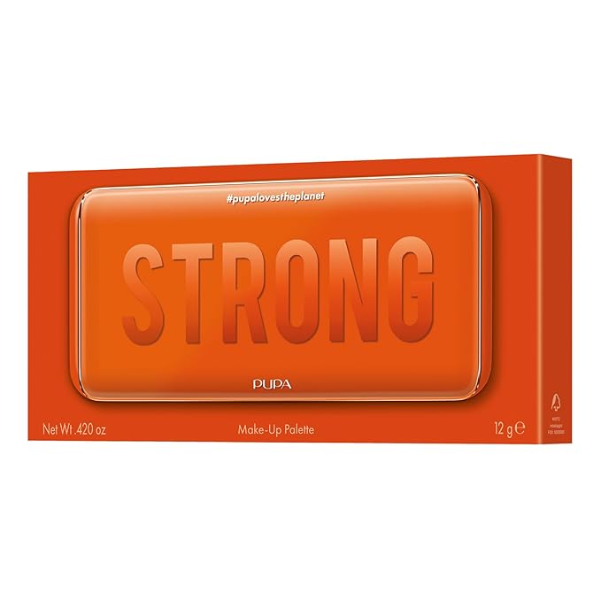 Pupa Milano Make-Up Palette M, 004 Orange, 0.42 oz - Eyeshadow Palette with Matte, Shimmer, Metallic Finishes - Highly Pigmented Eyeshadow, Blush Palette - 11 Blendable Eye Makeup Shades - Talc-Free