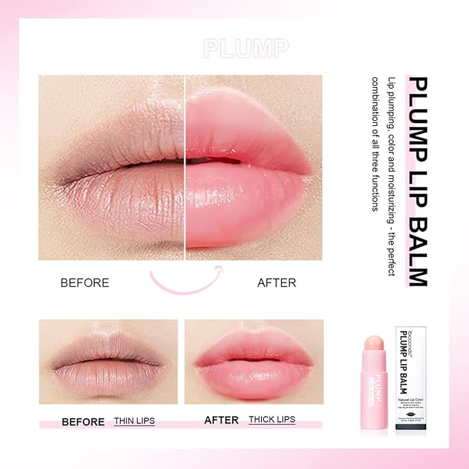 Plumping Lip Balm - Tinted Lip Balm Plumper - Enhancing & Hydrating Lip Moisturizer Fade Lip Lines Lip Care 0.17Oz/4.8g - 04 NOUGAT SAND