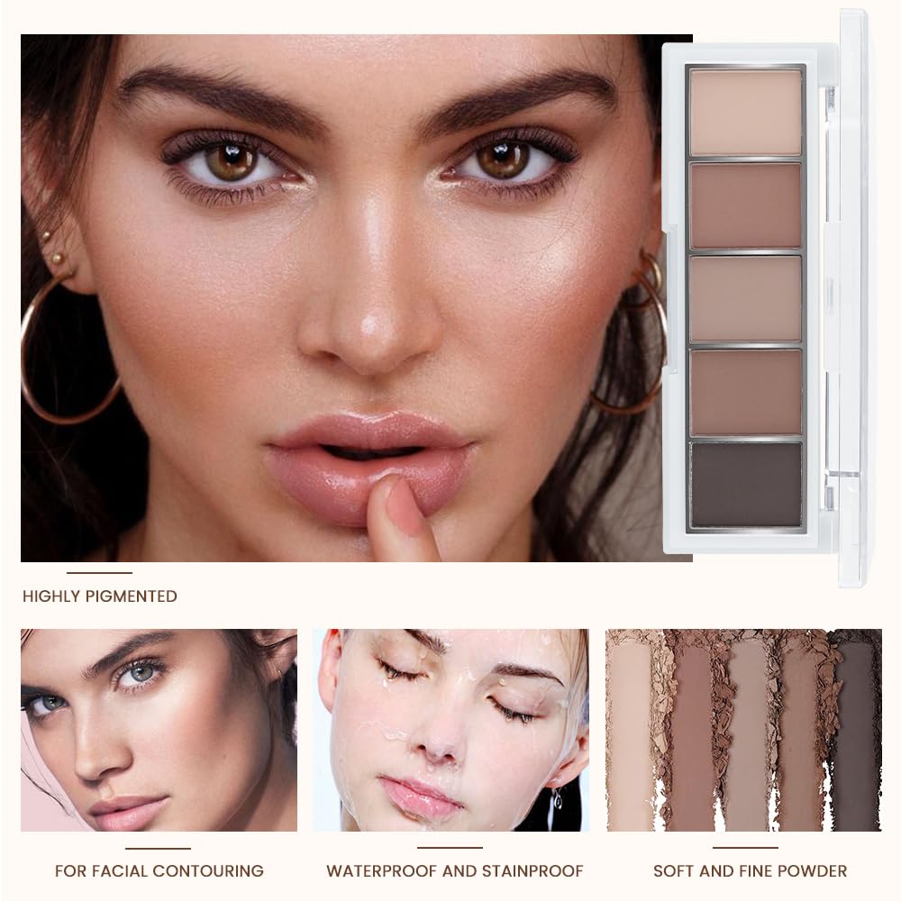 5 Colors Matte Eyeshadow Makeup Palette,Nude Dark Brown Taupe Black Natural Neutral Eye Shadow Palette,Long Lasting Waterproof Naturing-Looking Women Girls Eye Shadow