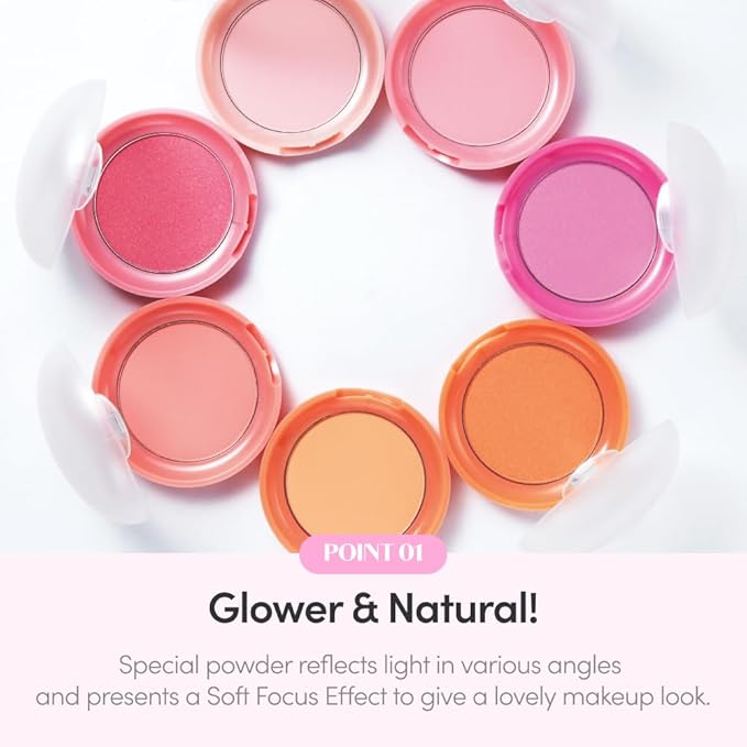 ETUDE Lovely Cookie Blusher #OR201 Apricot Peach Mousse 4g | Glowing & Natural Powder Blush with Long-Lasting Sebum Control | Easy Application | Puffy Cushion for a Lovely Makeup Look