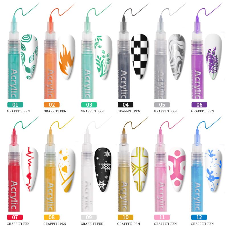6 Pcs White Nail Polish Pens set, Nail Art Pen, Nail Pencil, DIY Drawing Painting Pen, for Nails DIY (6 White)