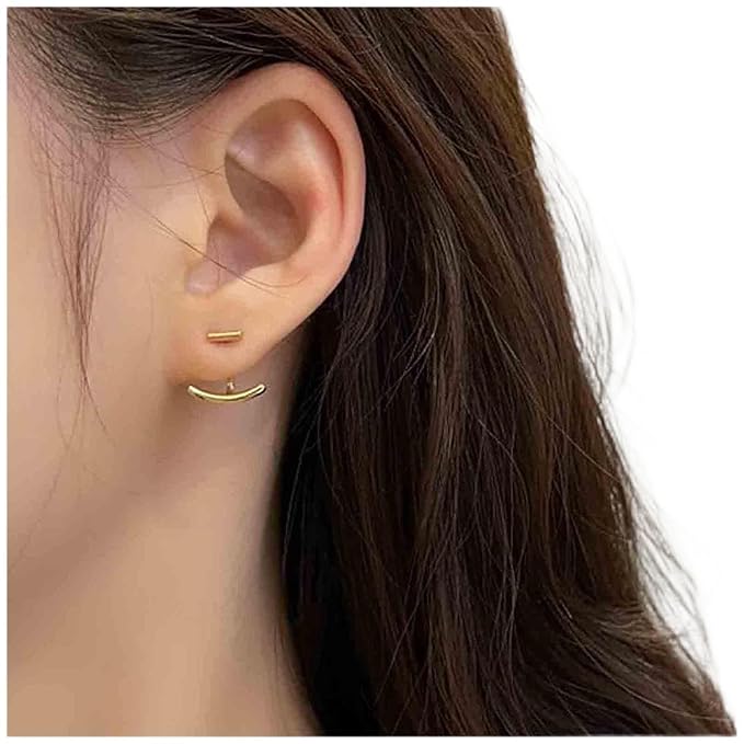 Boho Bar Ear Jacket Earrings Gold Stick Studs Earrings Minimalist Geometric Earrings Bar Ear Crawlers Earrings Jewelry for Women and Girls