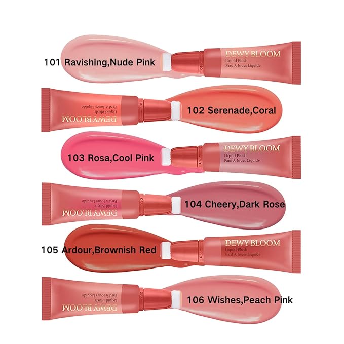 Blush Beauty Wand,Matte Face Blush Stick with Cushion Applicator,Natural Silky Creamy Dewy Liquid Blush Wand,Blendable Blush Stick for Cheek,Cruelty-free,106 Wishes,Peach Pink