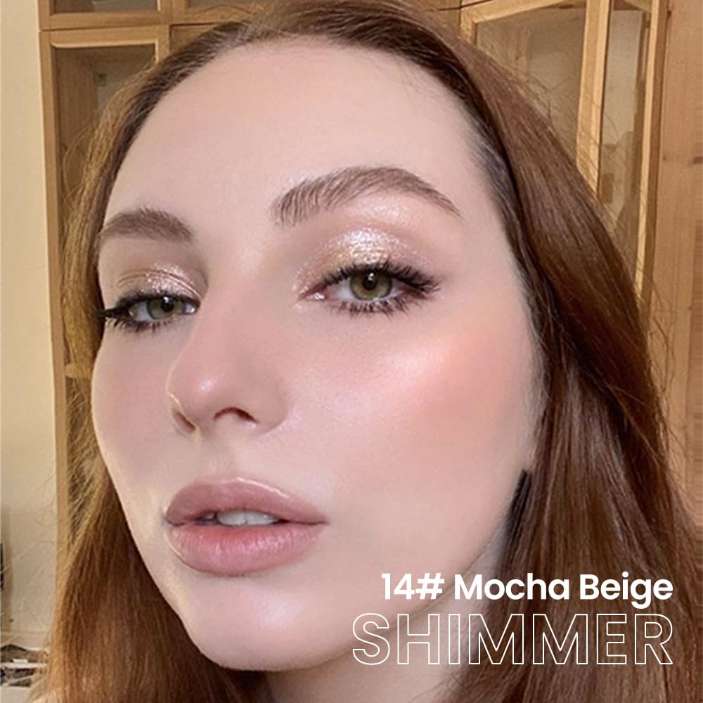 evpct Mocha Beige Shimmer Cream Eye Shadow Brightener Sticks Set for Eyes, Mocha Beige Shimmery Matte Pencil Eye shadow Applicator Stick Pen Palette Makeup Waterproof sombras en crema para ojos 14#