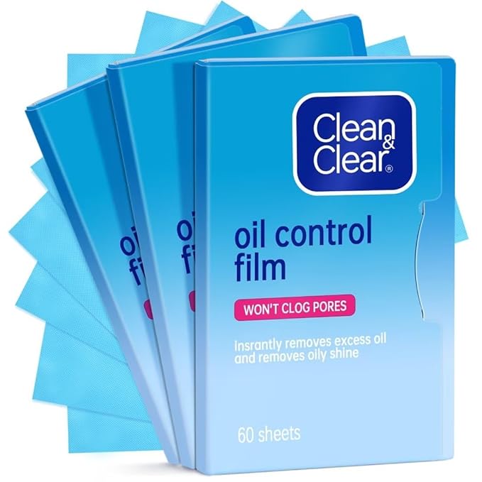 Premium Oil Control Film,Same Series with Clean&Clear Oil Absorbing Sheets,180Sheets/3Pack Larger Oil Blotting Sheets for Face,Makeup Friendly High-performance Handy Face Blotting Paper for Oily Skin