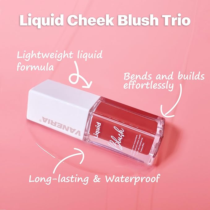 VANERIA Liquid Blush for Cheeks,Long lasting High Pigment Creme Blush,Multi-Use Makeup Blush Stick for Cheeks Lips Eyes,Natural Look Makeup Face Blushes.#3 (5g/0.17oz)