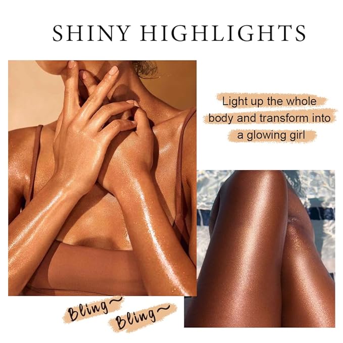 MAEPEOR Shimmer Body Luminizer 5 Colors Moisturizing Glow Illuminator Smooth and Non-sticky Summer Body Highlighter For Face & Body (80ML, 05 Rose Gold)