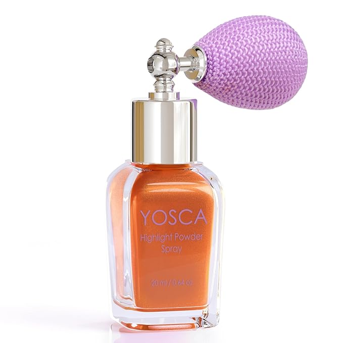 Yosca Highlighter Powder Spray, 20ML Cosmetic Grade Shimmer Powder Red Glitter Spray Sparkle Highlighter Makeup Festival Concert Accessorise for Rave Clothes Hair Face Nail Art - Atardecer