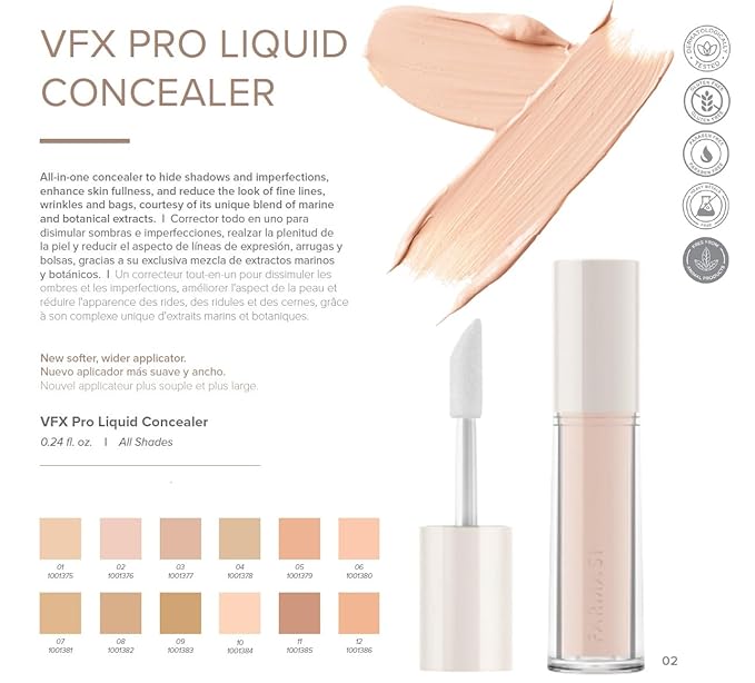 FARMASI Vfx Pro Liquid Concealer Makeup, All-in-one Full Coverage, Highly Pigmented Concealer for All Skin Type, Hide Shadows & Imperfections, Enhance Skin Fullness Foundation Concealer 0,24 Fl Oz W03